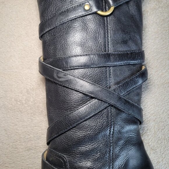 Michael Kors black leather round toe mid calf heeled boots size 8 - Picture 8 of 16